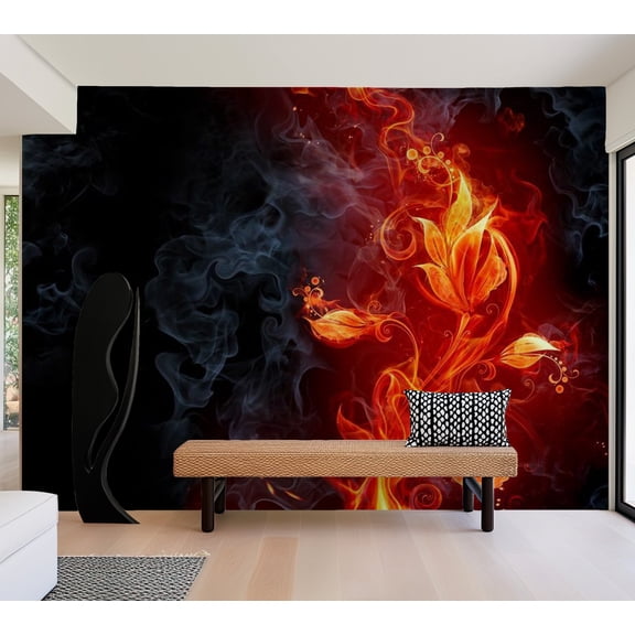 Abstract Wallpaper Wall Mural - Fiery Fantasy Flower