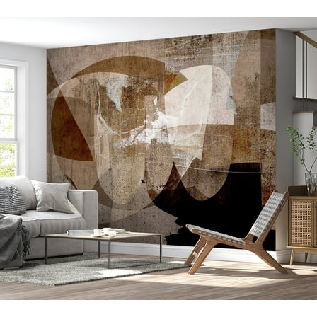 Abstract Wallpaper Wall Mural - Geometric Composition Brown