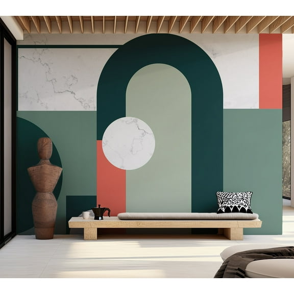 Abstract Wallpaper Wall Mural - Geometric Marble Motif