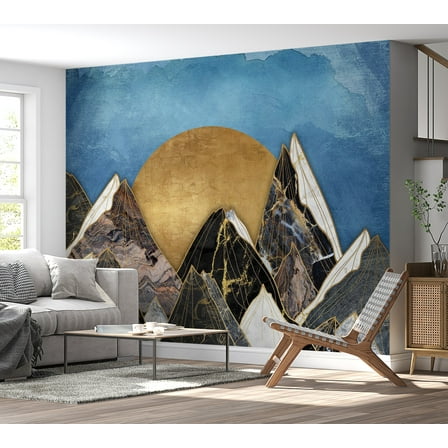 Abstract Wallpaper Wall Mural - Geometric Mountain Sunset