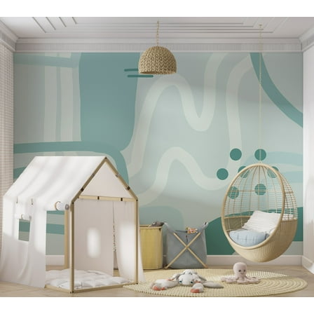 Abstract Wallpaper Wall Mural - Geometric Shapes Blue