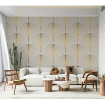Abstract Wallpaper Wall Mural - Gold Linear Pattern