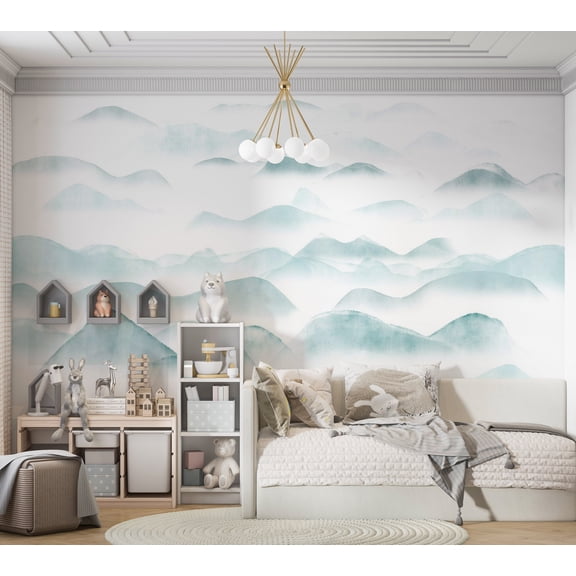Abstract Wallpaper Wall Mural - Mountains in The Fog