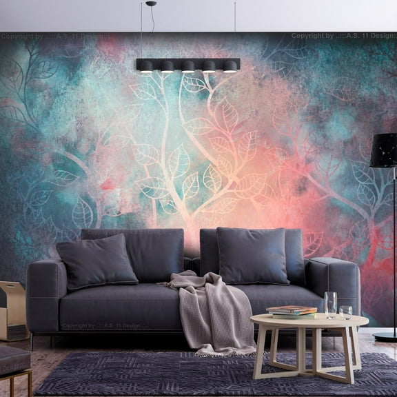 Abstract Wallpaper Wall Mural - Pink Blue Jungle