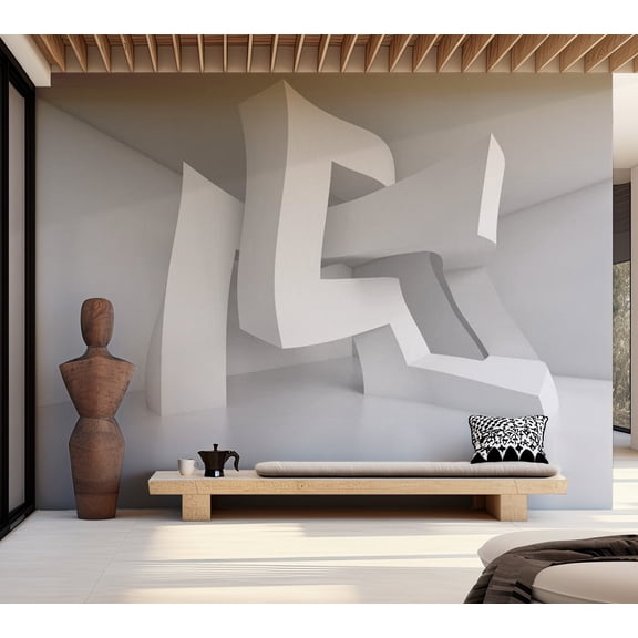 Abstract Wallpaper Wall Mural - White Madness