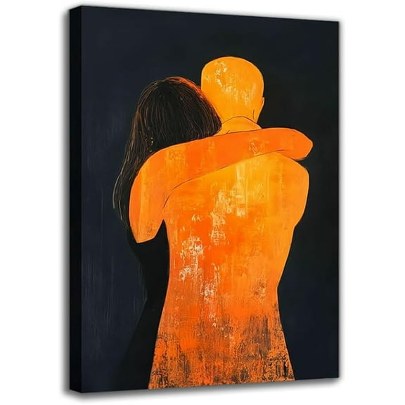 Abstract Warm Embrace Canvas Wall Art Prints - Modern Framed Love Signs Pictures For Lover Wall Decor For Living Room Bedroom Gifts For Her/Him Parties Anniversaries Weddings Valentine's Day