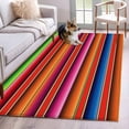 thumbnail image 1 of Abstract Washable Area Rugs 2.7'x5', Colorful Mexican Stripe Red Orange Farmhouse Low Pile Throw Living Room Rug Non-Slip Sturdy Edge Binding Carpet for Indoor Entryway Bedside Kitchen, 1 of 9