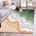 thumbnail image 1 of Abstract Washable Area Rugs 2.7'x5', Sage Green Gradient Ocean Beach Waves Low Pile Throw Living Room Rug Non-Slip Sturdy Edge Binding Carpet for Indoor Entryway Bedside Kitchen, 1 of 9
