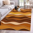 thumbnail image 1 of Abstract Washable Area Rugs 3'x5', Orange Gradient Waves Beach Lines Low Pile Throw Living Room Rug Non-Slip Sturdy Edge Binding Carpet for Indoor Entryway Bedside Kitchen, 1 of 9