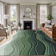 thumbnail image 1 of Abstract Washable Living Room Rugs 5'x8', Sage Green Brown Gradient Ocean Waves Low Pile Throw Large Area Rug Non-Slip Sturdy Edge Binding Carpet for Living Room Kitchen Office, 1 of 9