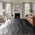 thumbnail image 1 of Abstract Washable Living Room Rugs 6'x9', Black White Gradient Ocean Waves Low Pile Throw Large Area Rug Non-Slip Sturdy Edge Binding Carpet for Dining Room Kitchen Office, 1 of 9