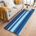 thumbnail image 1 of Abstract Washable Runner Rugs 2'x6', Colorful Mexican Stripe Navy Blue Black Farmhouse Low Pile Throw Entryway Rug Non-Slip Sturdy Edge Binding Carpet for Indoor Bedside Entrance Bedside, 1 of 9