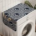 thumbnail image 1 of Abstract Washing Machine Organizer, Monochrome Crescent Moon Star Inside Leaves Floral Ornaments Print, Anti-slip Fabric Top Cover for Washer and Dryer, Dark Violet Blue White, by Ambesonne, 1 of 1
