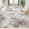 thumbnail image 1 of Abstract Water Color Flowers Print Area Rugs, Vintage Black Line Art Large Area Rug, Indoor Non-Slip Kids Washable Breathable Durable Carpet For Front Entrance Floor Decor 4' x 6', 1 of 6