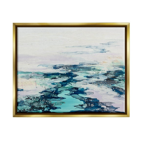 Abstract Water Ocean Composition Abstract Graphic Art Metallic Gold Framed Art Print Wall Art