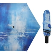 Abstract Water Painting Compact Sun Umbrella Windproof Travel Umbrellas for Rain Strong Portable UV Protection