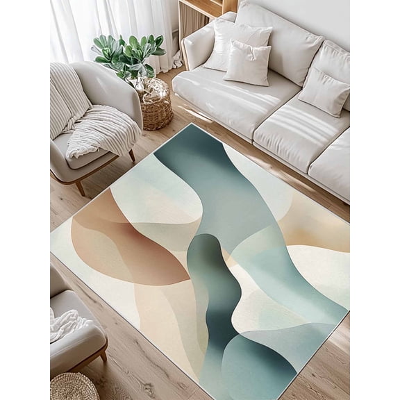 Abstract Water Ripple Area Rug for Bedroom 3x5 Ft Blue Brown Stitching Gradient Super Soft fuzzy Throw Rug Non-Slip Fluffy Plush Indoor Floor Carpet for Living Room Nursery Home Decor