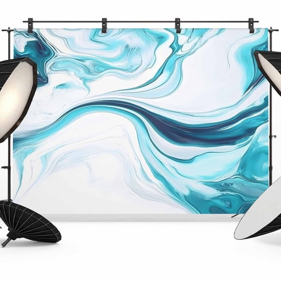 Abstract Water Ripple Backdrop for Photography, Blue Gradient Modern Ocean Photo Backdrop Portrait Background Party Banner Photo Backgrounds for Studio Booth Props, 7x5ft