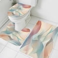 thumbnail image 1 of Abstract Water Ripple Bathroom Rugs Set Blue Brown Gradient Stitching Non Slip Absorbent Soft Bath Mats 3 Piece Set with Bathroom Rug, U-Shaped Floor Mat, Toilet Seat Cover Small Size, 1 of 9