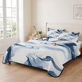 Abstract Water Ripple Blue 3 Pieces Quilt Set,1 Quilt with 2 Shams ...