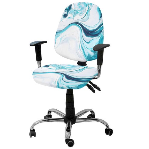 Abstract Water Ripple Office Chair Covers Stretchable Blue Gradient Modern Ocean Split Computer Desk Chair Cover Universal Spandex Chair Seat Covers Rotating Boss Arm Chair Slipcovers