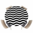 thumbnail image 1 of Abstract Water Ripple Texture Fitted Round Tablecloths Elastic Edged Table Covers 55"-60",Black White Stripe Wave Waterproof Dining Room Table Cloth for Kitchen Holiday Party Tables Decor, 1 of 6