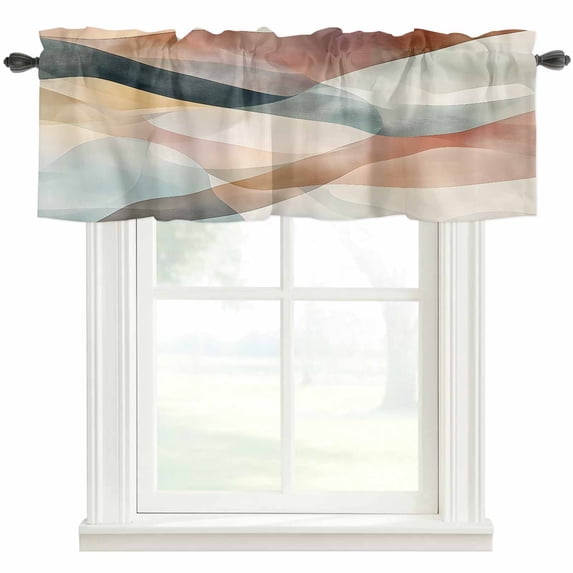 Abstract Water Ripple Window Valance Curtain Gradient Art Rod Pocket Short Curtain for Living Room, Bedroom & Kitchen Window Decor 42x12in