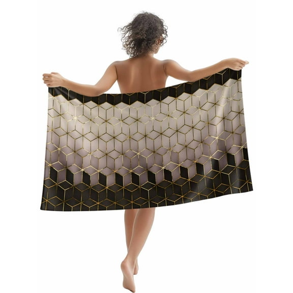 Abstract Watercolor Beach Towels Blanket Soft & Absorbent Quick Dry Microfiber Geometric Cube Pattern Pool Towels for Swimming ,Yoga, Sports, Gym, Camping,Large 30X60in, Brown