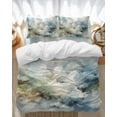 thumbnail image 1 of Abstract Watercolor Bedding Duvet Cover Set King Size 4 Pieces Gradient Sky Blue Clouds Bedding Set with Zipper Closure, 1 Comforter Cover 92x106 Inches 1 Flat Sheet & 2 Pillow Cases, 1 of 7