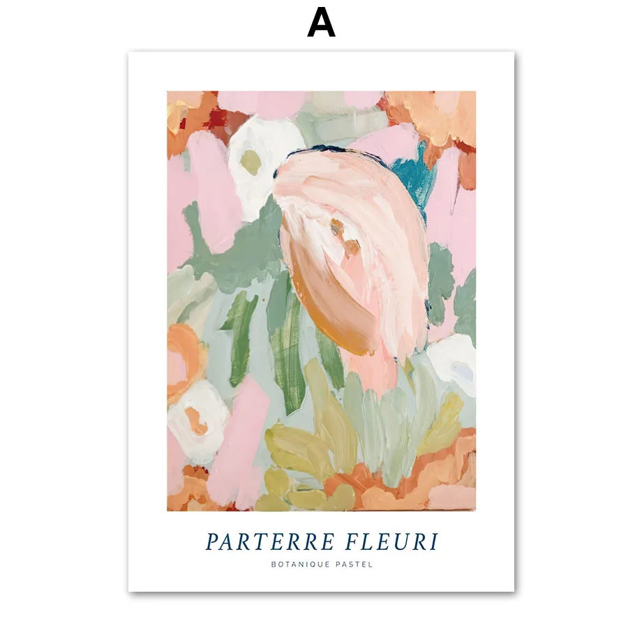 Abstract Watercolor Blooming Flowers Parterre Wall Art Canvas Painting