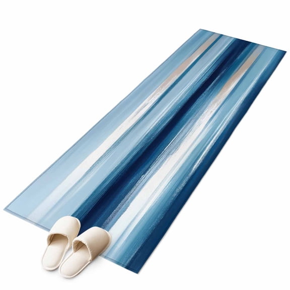 Abstract Watercolor Blue Ripple Non-Slip Non-Shedding Floor Mat, Graffiti Colored Washable Sturdy Carpet for Living Room Bedroom Home Decor
