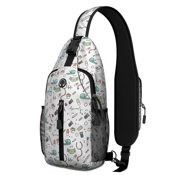 Abstract Watercolor Dino Print Crossbody Bag – Breathable Back, Anti-theft Pocket, Modern Artistic Pattern – Travel Daypack