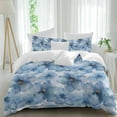 thumbnail image 1 of Abstract Watercolor Duvet Cover Set Queen Size Blue Flower Floral Soft Lightweight Comforter Covers 4 Piece Bedding Set with 1 Duvet Cover 1 Bed Sheet & 2 Pillow Shams, 1 of 8