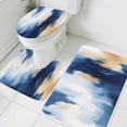 thumbnail image 1 of Abstract Watercolor Graffiti Art Bathroom Rugs Set Blue Gold Gradient Non Slip Absorbent Soft Bath Mats 3 Piece Set with Bathroom Rug, U-Shaped Floor Mat, Toilet Seat Cover Large Size, 1 of 9
