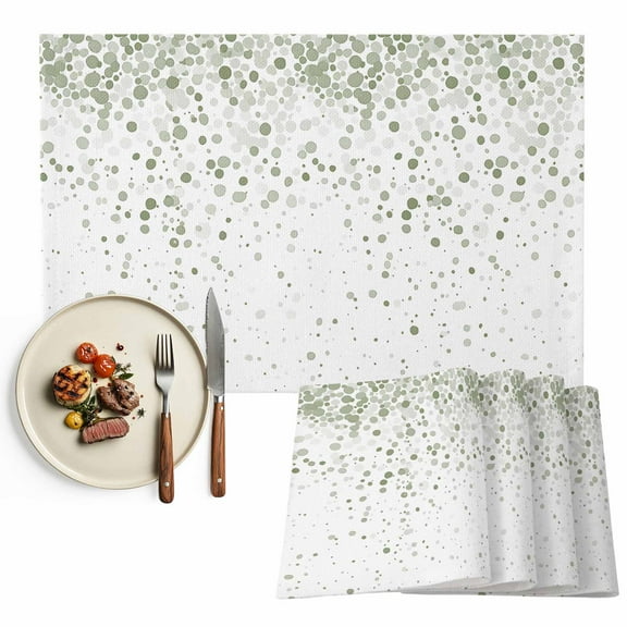 Abstract Watercolor Placemats Set of 2, Polka Dot Texture Table Mats Washable Heat-Resistant Non-Slip Place Mats for Kitchen Dinner Table Indoor Outdoor Decor,13x19 Inch Sage Green