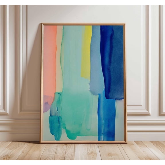 Abstract Watercolor Print Modern Blue Green Gradient Poster