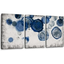 Abstract Watercolor Wall Painting Pictures for Bathroom Wall Decor Navy Blue Canvas Prints Blue and White Wall Art for Bedroom Kitchen Office 12"x16"x3p