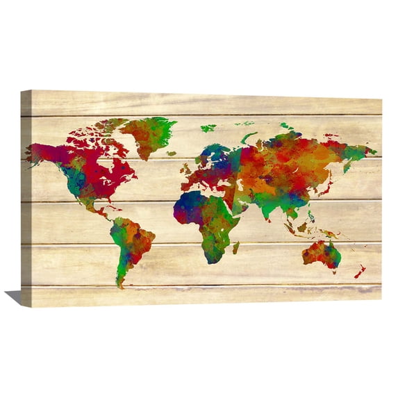 Abstract Watercolor World Map Wall Art Canvas Abstract Map Art Watercolor Map Decor Mordern Design Framed Canvas Art For Bedroom Livingroom Office