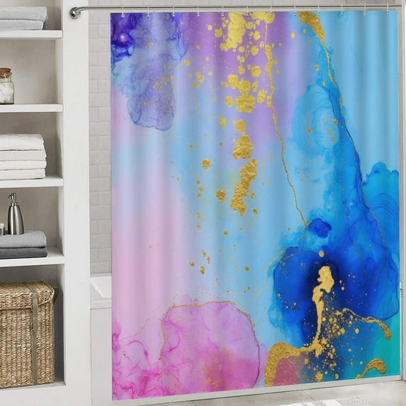 Abstract Watercolor with Gold Flecks Shower Curtain Bathroom Curtains Waterproof Fabric Home Partition Screen Living Room