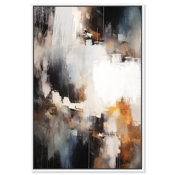 Abstract Waterfall Brown Earthy Abstract Canvas Wall Art by Art Remedy, White Floater Frame, 24"x36"