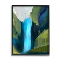 Abstract Waterfall Layered Landscape Abstract Graphic Art Black Framed Art Print Wall Art