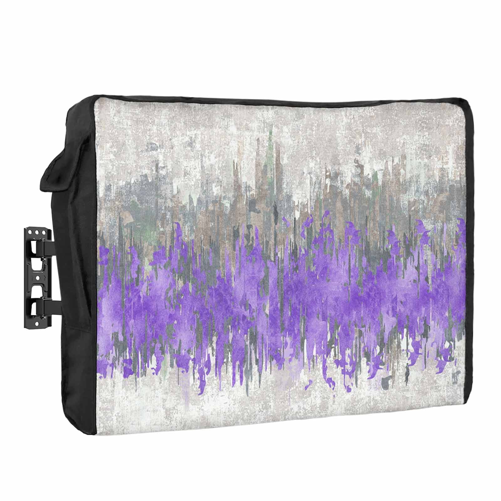 Abstract Waterproof Outdoor TV Cover, Purple Grey Graffiti Silhouette ...