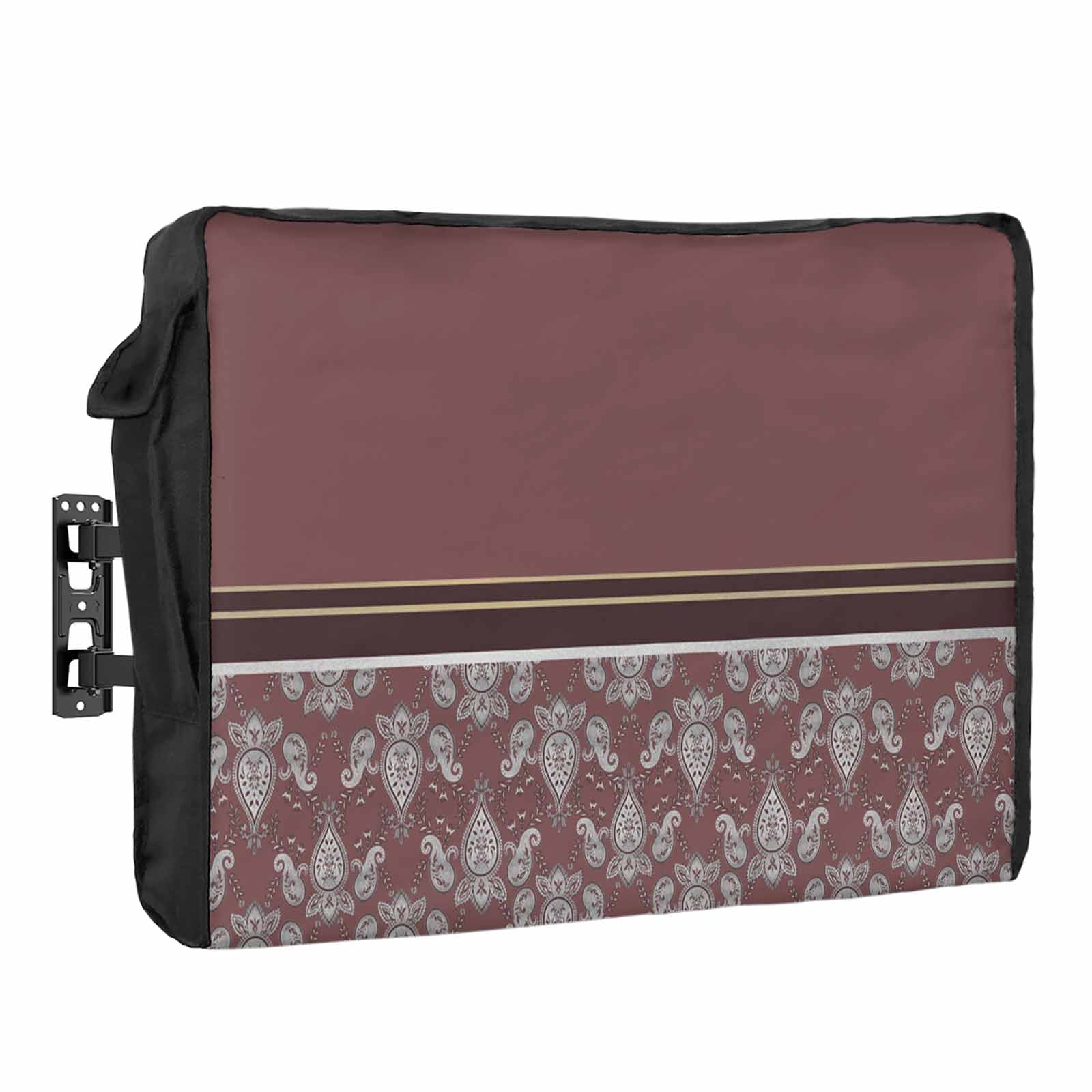 Abstract Waterproof Outdoor TV Cover, Retro Watercolor Red Brown Pesley ...