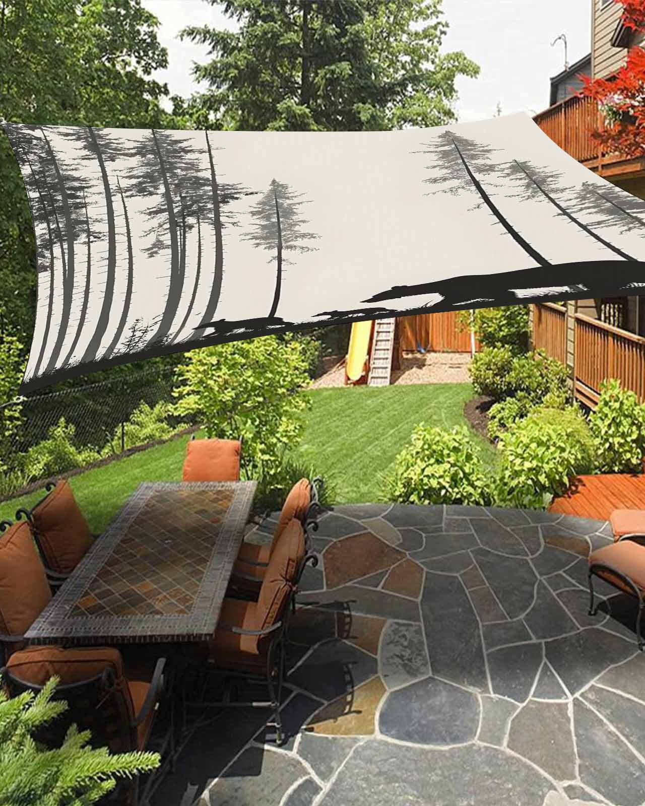 Abstract Waterproof Sun Shade Sail Forest Walking Bear Family Pine Tree ...