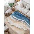 thumbnail image 1 of Abstract Wave Area Rug for Bedroom 4x6 Ft Texture Blue Beige Gradient Brach Modern Art Super Soft fuzzy Throw Rug Non-Slip Fluffy Plush Indoor Floor Carpet for Living Room Nursery Home Decor, 1 of 8