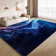 Abstract Wave Area Rugs, Black Blue Texture Carpet, Washable Non Slip ...