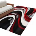 thumbnail image 1 of Abstract Wave Area&nbsp;Rug 3x5ft Red Black Line Non-Slip&nbsp;Washable Square&nbsp;Rugs Soft Felt Indoor Floor Mat for Bedroom Kitchen Living Room Bathroom, 1 of 9
