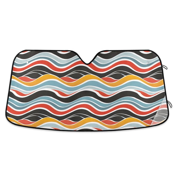 Abstract Wave Car Windshield Sun Shade Foldable Car Front Window Visor Heat and UV Protection 53x23.5