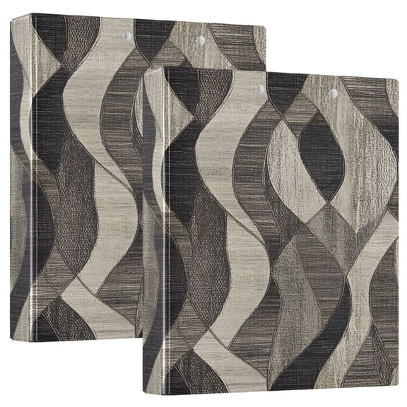 Abstract Wave Design 12.4x10.6in PVC Round Ring Binder, D-Ring 3-Hole, Metal Clip, 200 Sheets
