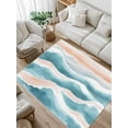 thumbnail image 1 of Abstract Wave Effect Area Rug for Bedroom 3x5 Ft Blue Watercolor Modern Art Super Soft fuzzy Throw Rug Non-Slip Fluffy Plush Indoor Floor Carpet for Living Room Nursery Home Decor, 1 of 8